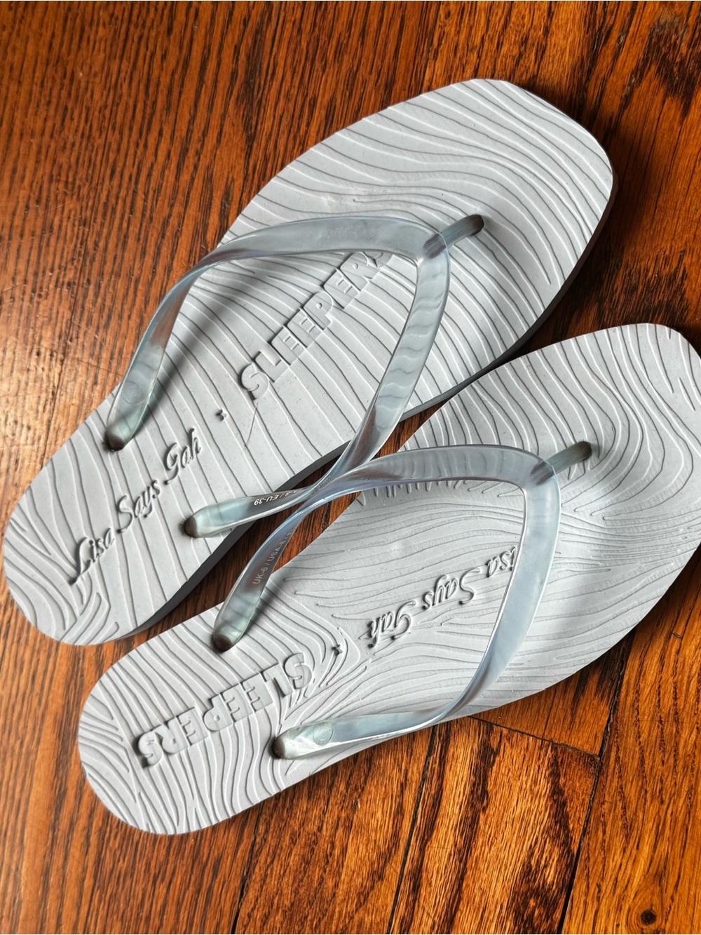 Lisa Says Gah x Sleepers Angel Blue Transparent Flip Flops
